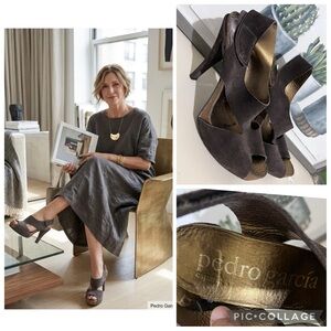 Pedro Garcia Dark Gray Peep-Toe Heels size 40.5